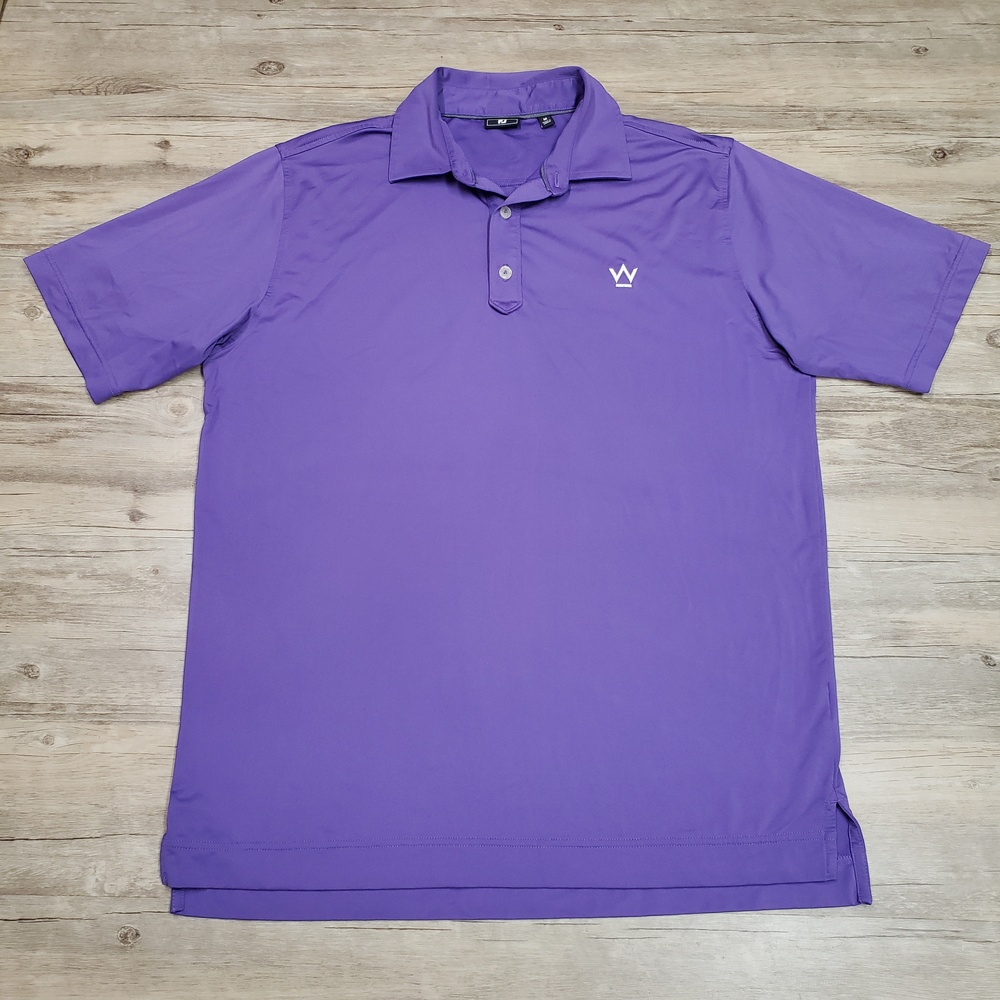 FootJoy Polo Shirt Mens Medium Purple W Crown Logo Golf Stretch Lightweight